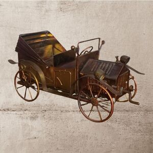 Rare VNTG 70's Copper Tin Metal Art Music Box Car Auto Tune King of the …